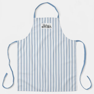 Ticking Stripe Vintage Farmhouse Blue Apron