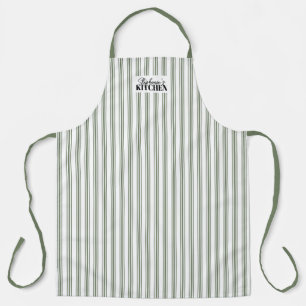 Ticking Stripe Vintage Farmhouse Sage Apron