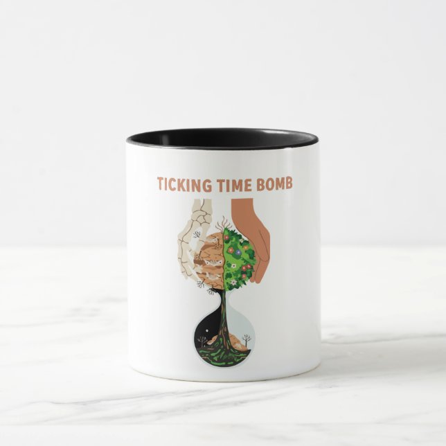 Ticking Time Bomb Earth Hourglass Environmental  Mug (Center)