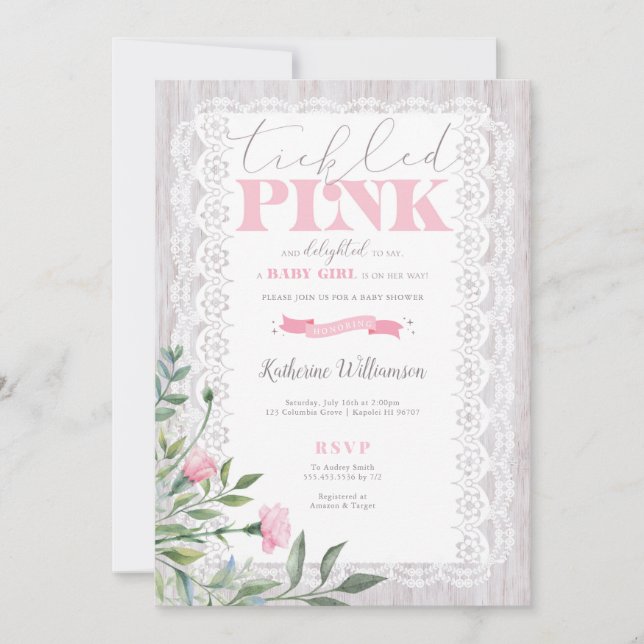 Tickled Pink Baby Shower Invitation (Front)