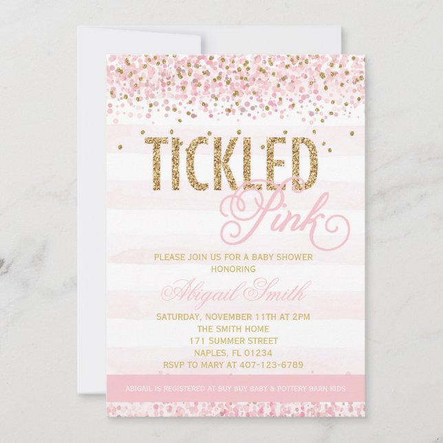 Tickled Pink Baby Shower Invitation (Front)