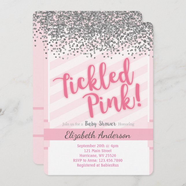 Tickled Pink Baby Shower Invitation (Front/Back)
