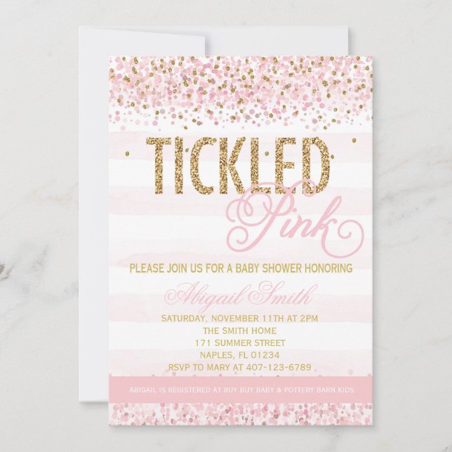 Tickled Pink Baby Shower Invitation (Front)
