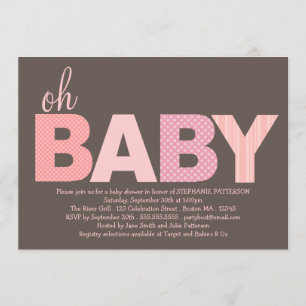 Tickled Pink Oh Baby Girl Modern Baby Shower Invitation