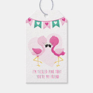 Tickled Pink You're My Friend Flamingo Valentine Gift Tags