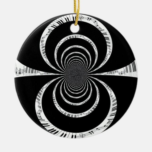 Tickling the Piano Keys Ceramic Tree Decoration (Front)