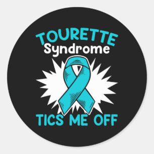 Ticks Me Off Teal Ribbon Tourette Syndrome Awarene Classic Round Sticker