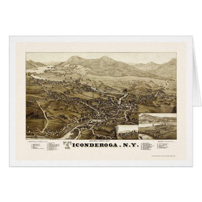 Ticonderoga, NY Panoramic Map - 1884 (Front Horizontal)