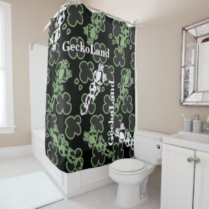 TicTacToe GeckoLand Green&White Shower Curtain