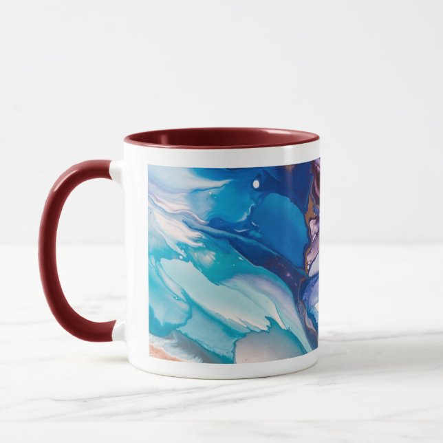 Tidal Bloom – Fluid Ink & Resin Abstract Mug (Left)