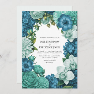 Tidal Blue, Seafoam Drift & Cloud Mint Wedding Invitation