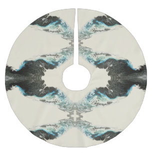 Tidal Echoes — Abstract Fluid Ink Pattern Brushed Polyester Tree Skirt