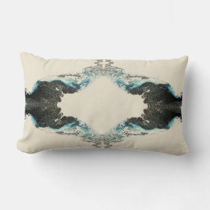 Tidal Echoes — Abstract Fluid Ink Pattern Lumbar Cushion