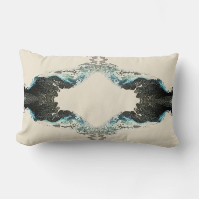 Tidal Echoes — Abstract Fluid Ink Pattern Lumbar Cushion (Front)