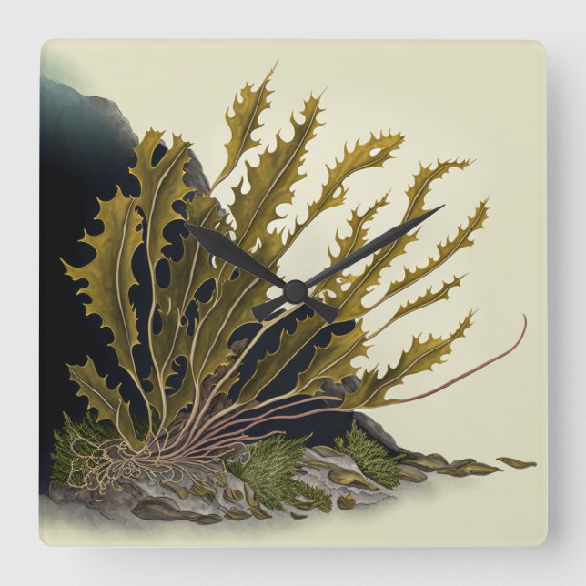 Tidal Fronds Square Wall Clock (Front)