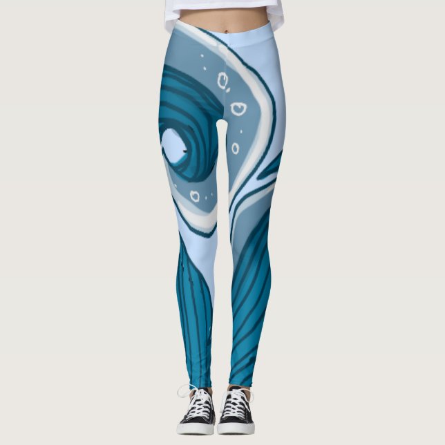 Tidal Wave Abstract Ocean Leggings (Front)