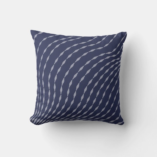 Tidal Whisper Pillow: Flowing Indigo Dreams Cushion (Front)