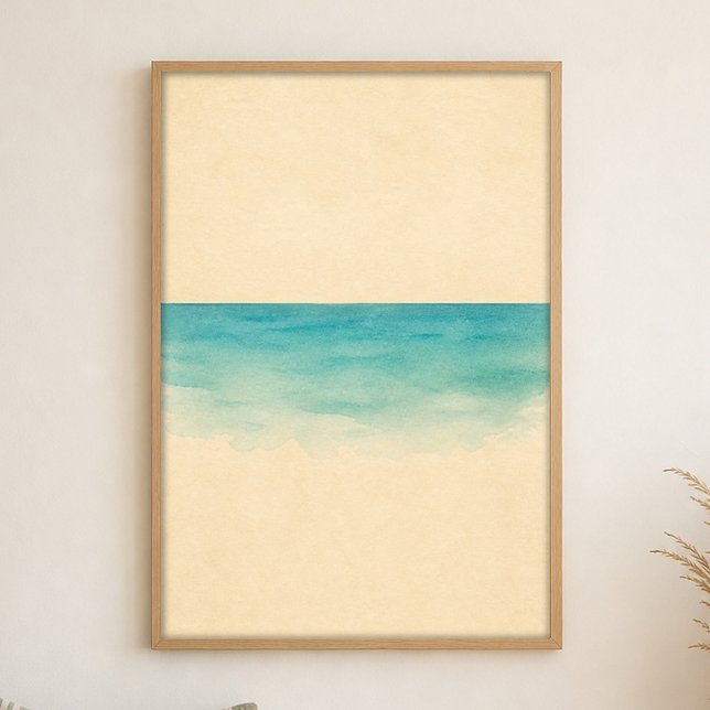 Tide Line Watercolour Coastal Art Poster (Shown framed for scale. Poster ships unframed; frames are an optional add-on.)