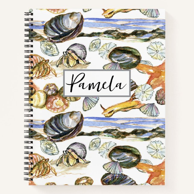 Tide Pool Sea Creatures Ocean Life Personalised Notebook (Front)
