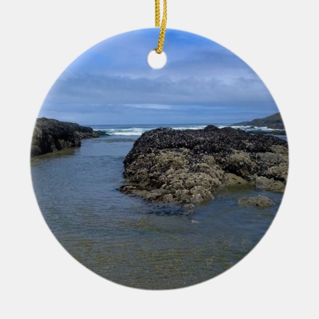 Tide Pools at Bob Creek, OR Ceramic Tree Decoration (Front)