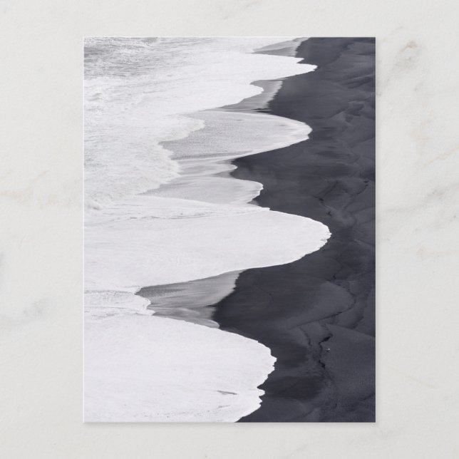 Tide Washes Over Black Beach Postcard (Front)