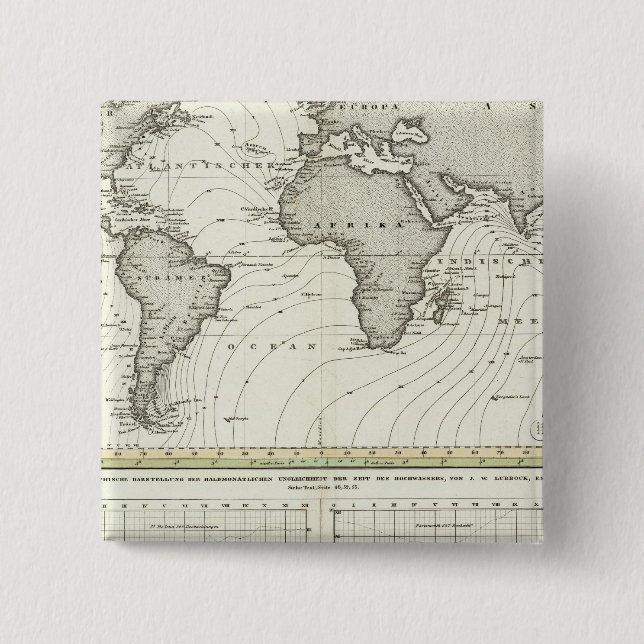 Tide-wave Atlas Map 15 Cm Square Badge (Front)