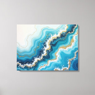 Tidefall Mirage – 24"x18" Ocean Abstract Fluid Art Canvas Print