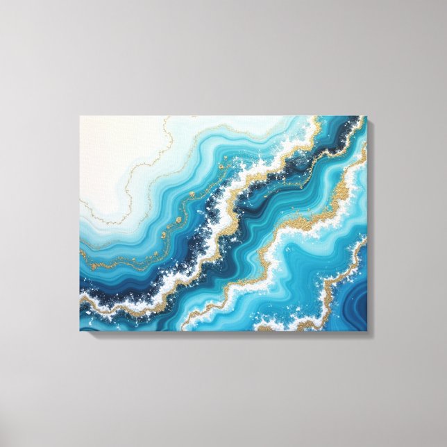 Tidefall Mirage – 24"x18" Ocean Abstract Fluid Art Canvas Print (Front)