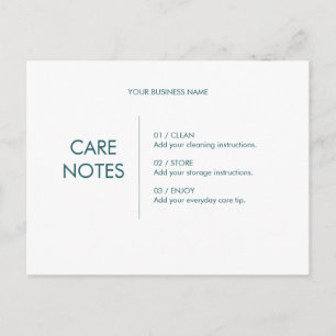 Tideline Editable Product Care Instructions Insert Postcard