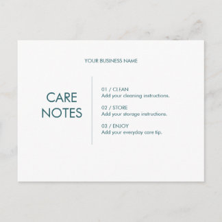 Tideline Editable Product Care Instructions Insert Postcard