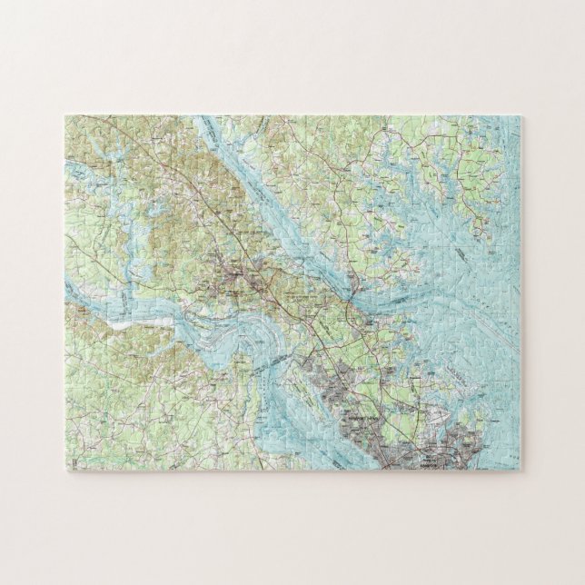 Tidewater Virginia Map (1984) Jigsaw Puzzle (Horizontal)