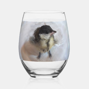 Tidi my Bird the Parus Major Stemless Wine Glass