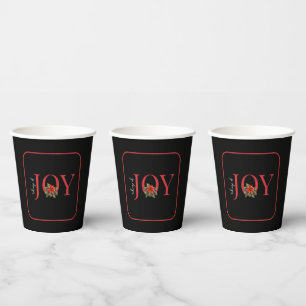 TIDINGS OF JOY RED CHRISTMAS POINSETTIA PAPER CUPS