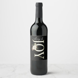 TIDINGS OF JOY WHITE CHRISTMAS POINSETTIA WINE LABEL
