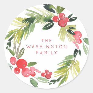 Tidings Wreath Christmas Holiday Greeting Sticker