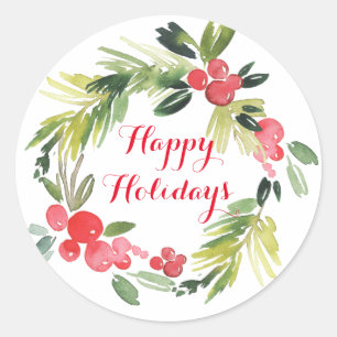 Tidings Wreath Stickers Christmas Card Seals Label
