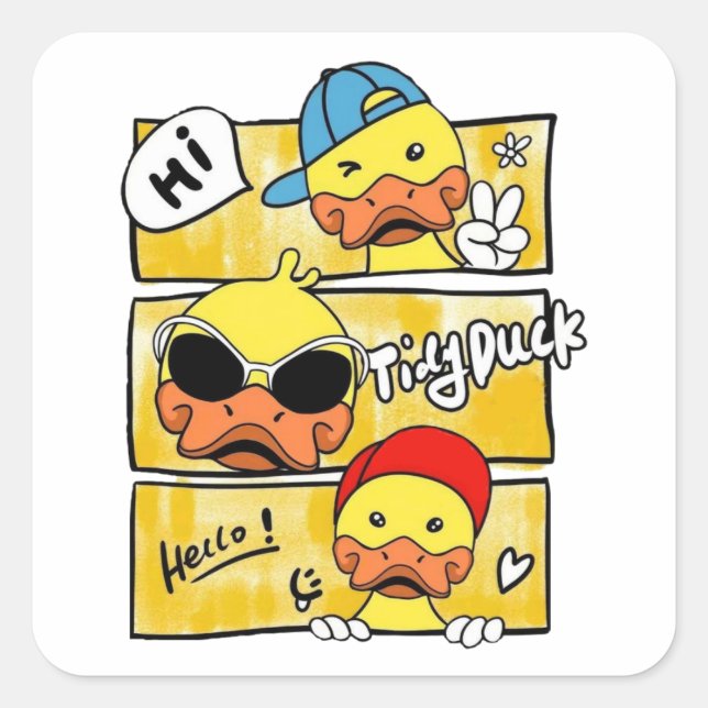 Tidy Duck  Square Sticker (Front)