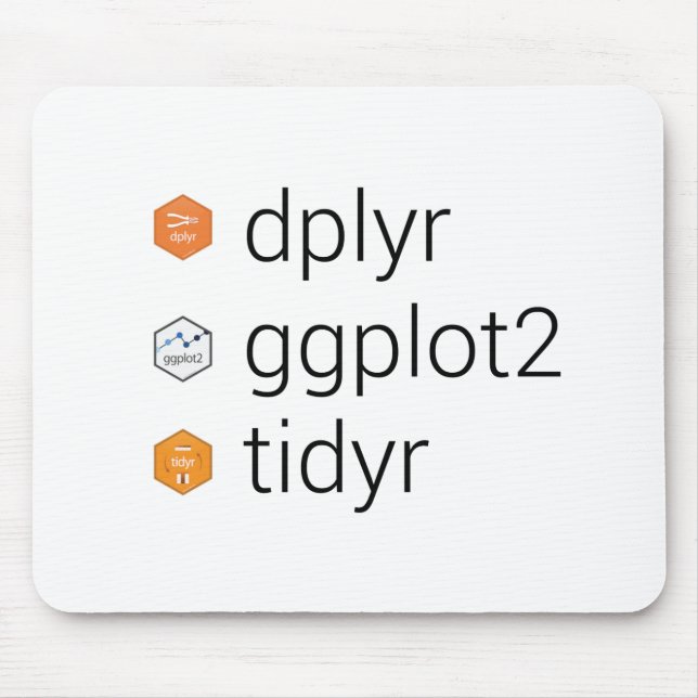 Tidyverse libraries: dplyr, ggplot2, tidyr mouse pad (Front)