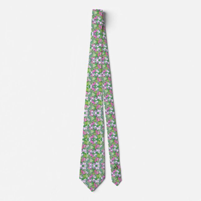 Tie : Abstract Leaves (green) (Front)