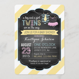 Tie and Tutu Twins Baby Shower Invitation