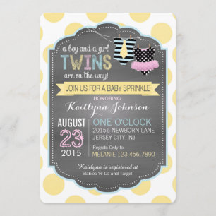 Tie and Tutu Twins Baby Sprinkle Invitation