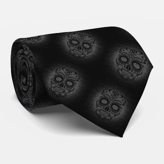 Tie/Black Skulls Tie (Rolled)