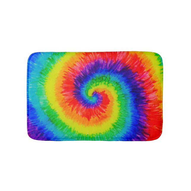 Tie Die Rainbow in Alcohol Ink Bath Mat (Front)