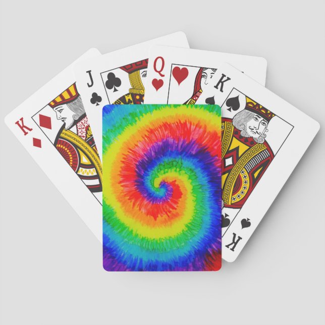 Tie Die Rainbow in Alcohol Ink Playing Cards (Back)