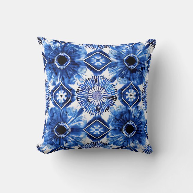 Tie DIY blue seamless pattern  Cushion (Front)