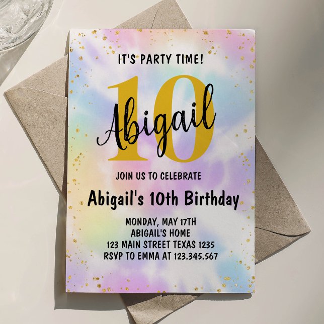Tie Dye 10th Birthday Invitation (Creator Uploaded)
