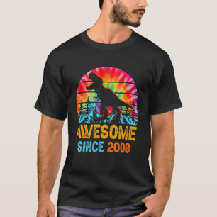 Tie Dye 14th Birthday 2008 Dinosaur 14 Year Old T-Shirt