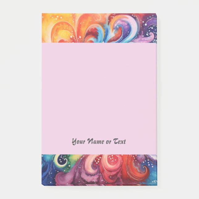 Tie Dye 1 Colourful Watercolor swirls Post-it Notes (Front)