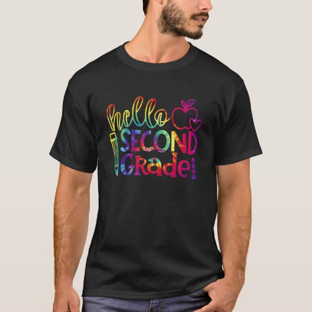 Tie Dye 2Nd Grade Hello Second Grade Squad Back To T-Shirt (Front)