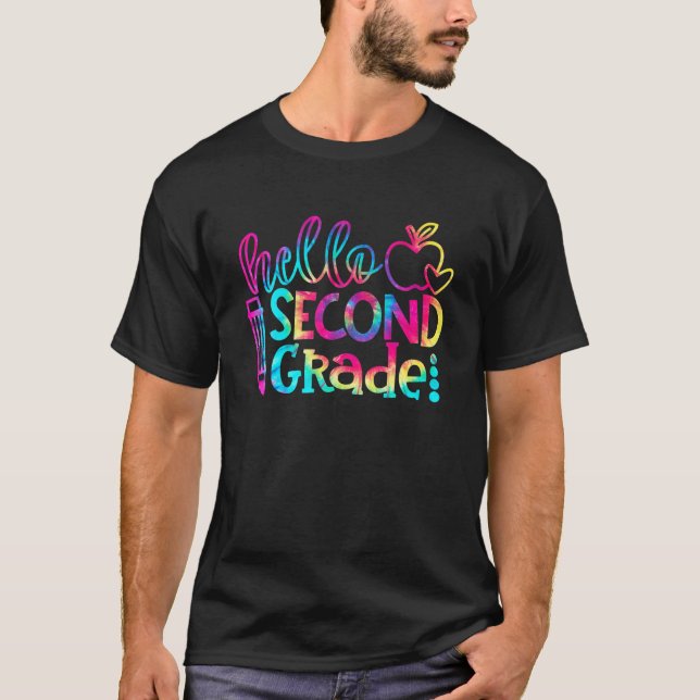 Tie Dye 2Nd Grade Hello Second Grade Squad Back To T-Shirt (Front)